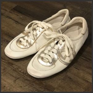 ✨Vintage Iconic GUCCI GG Logo Perforated Leather Sneakers Shoes